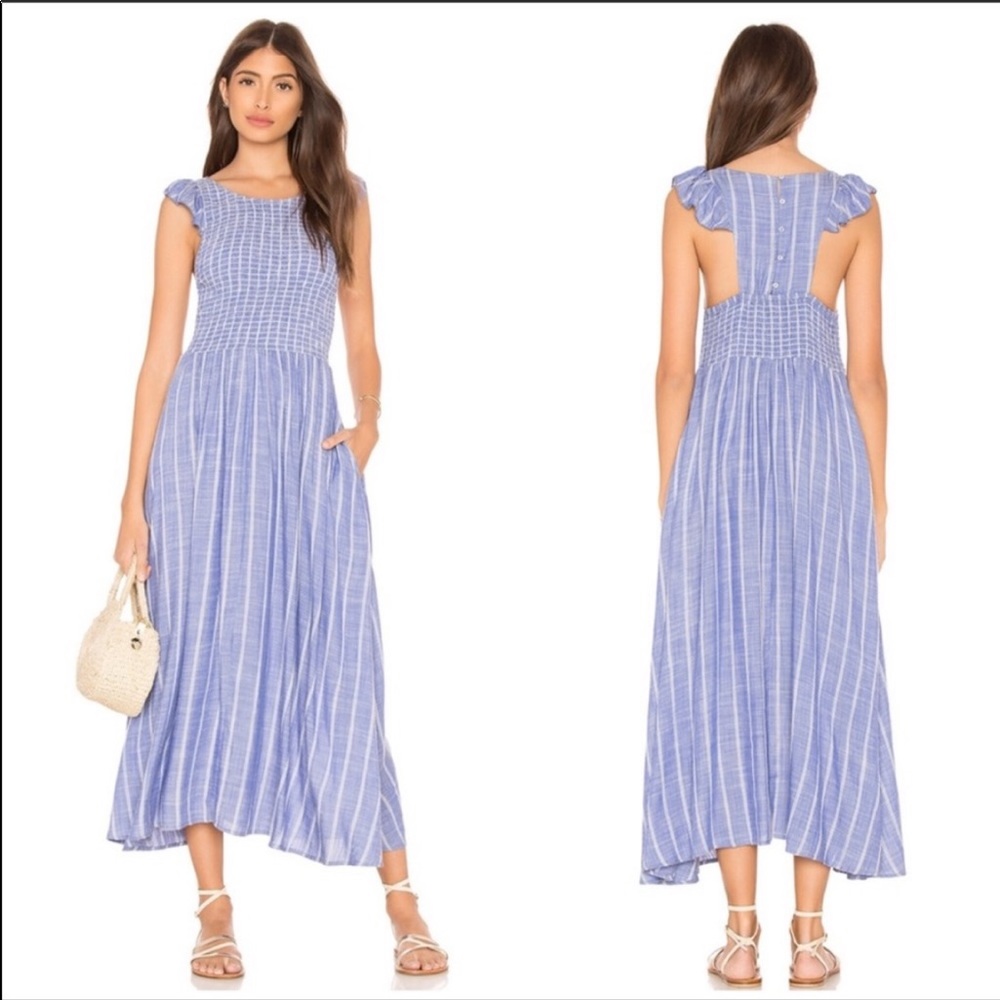 Free people Chambray Butterflies Midi Dress